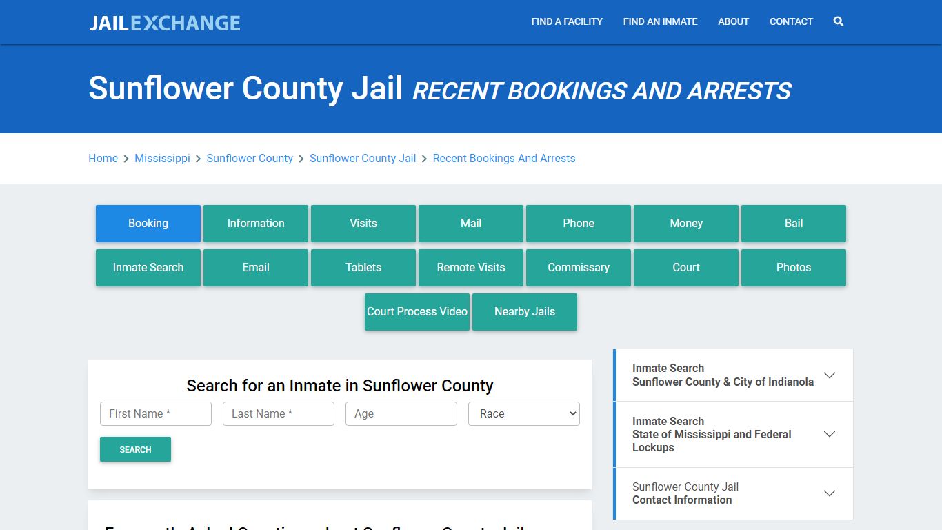 Sunflower County Jail Recent Bookings And Arrests - Jail Exchange